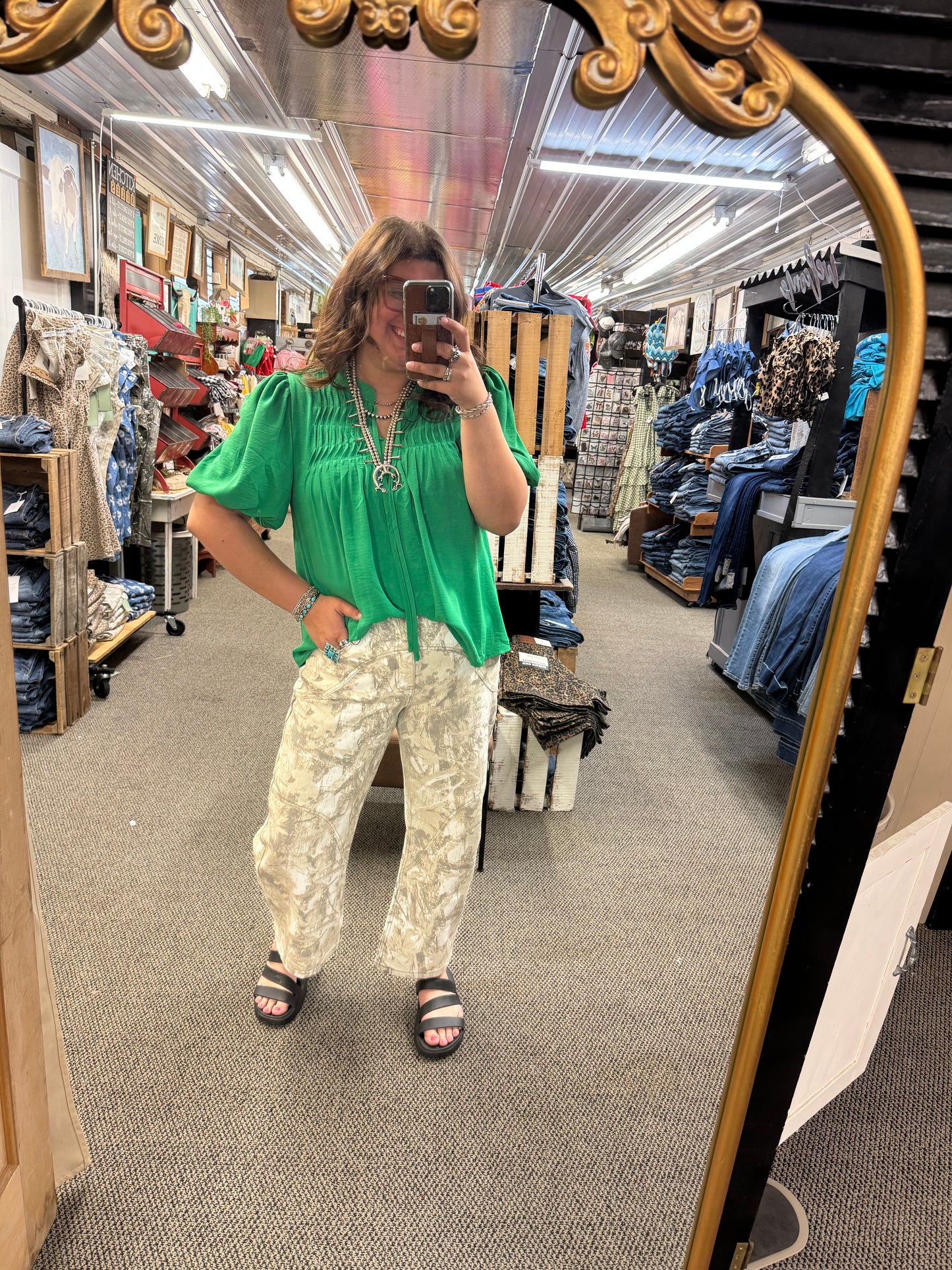 Sand Camo Barrel Jeans