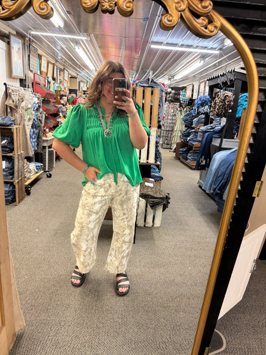 Sand Camo Barrel Jeans