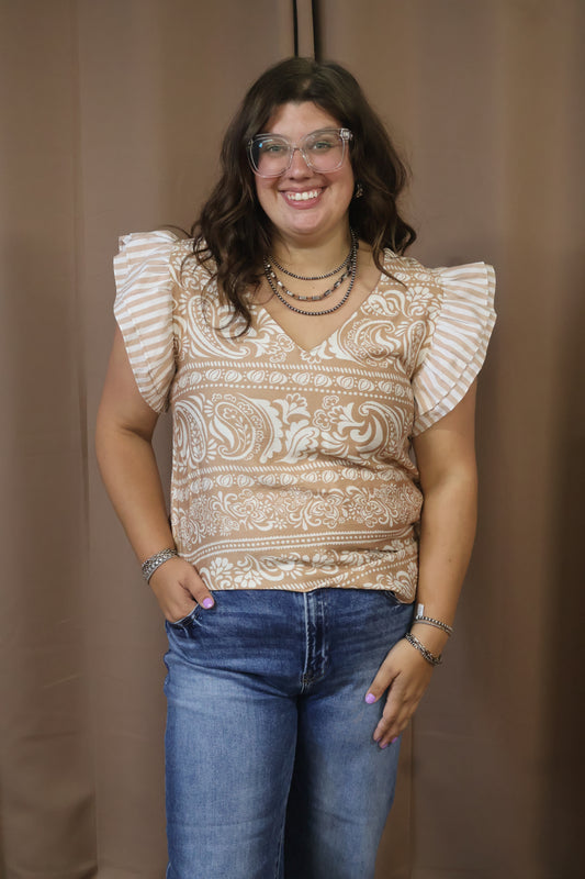 Taupe Patterned Top