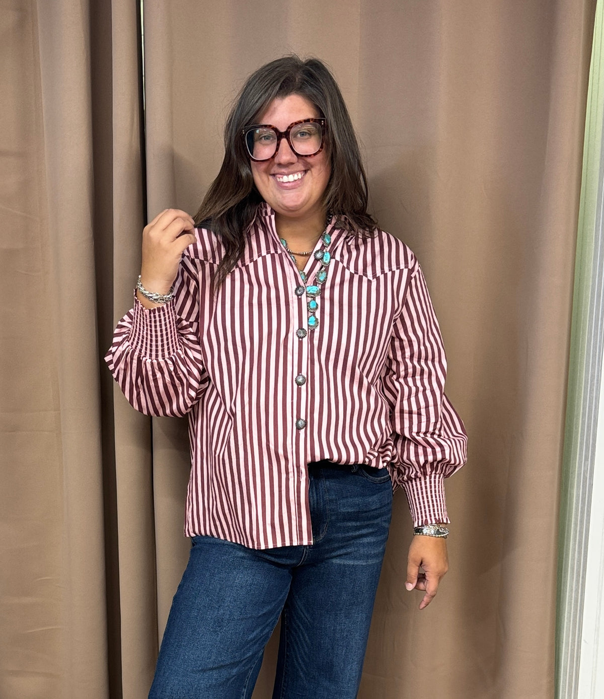 Maroon and Mauve Striped Top
