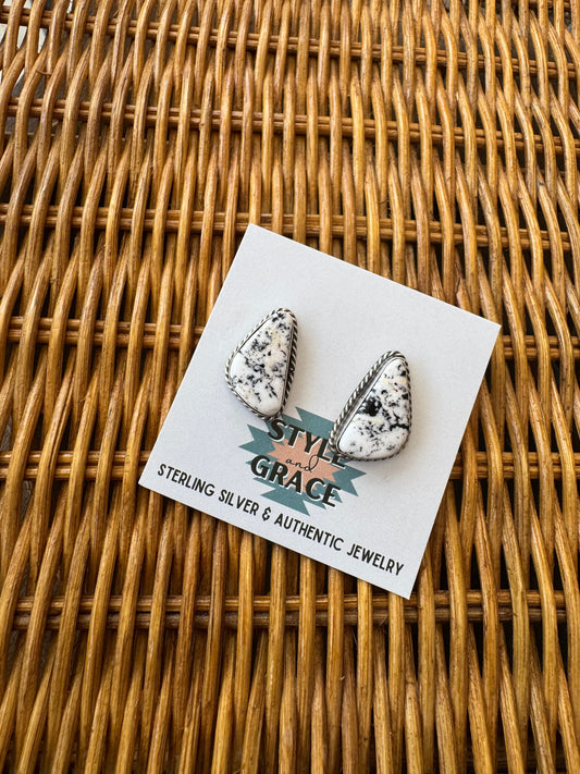 White Buffalo Triangle Earrings