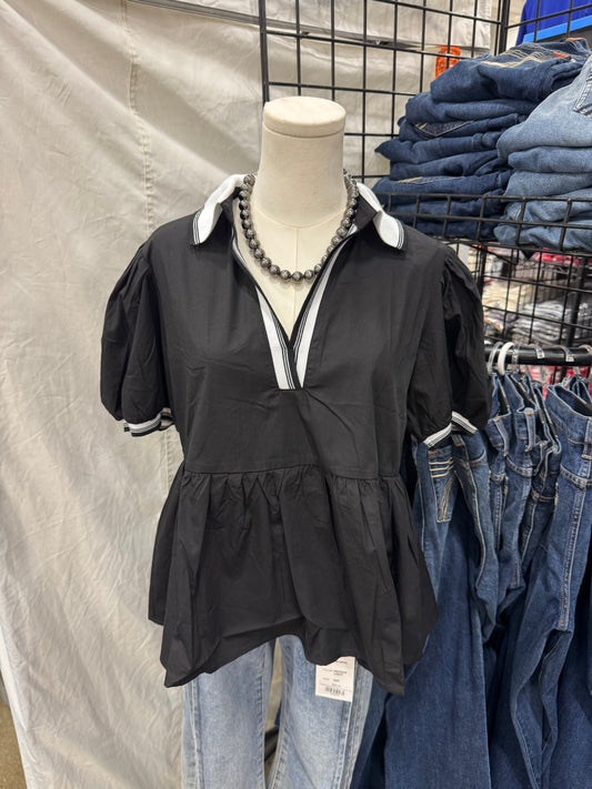 Black Collar Top-Small