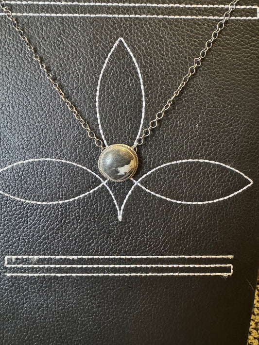 White Buffalo Circle Pendant Necklace