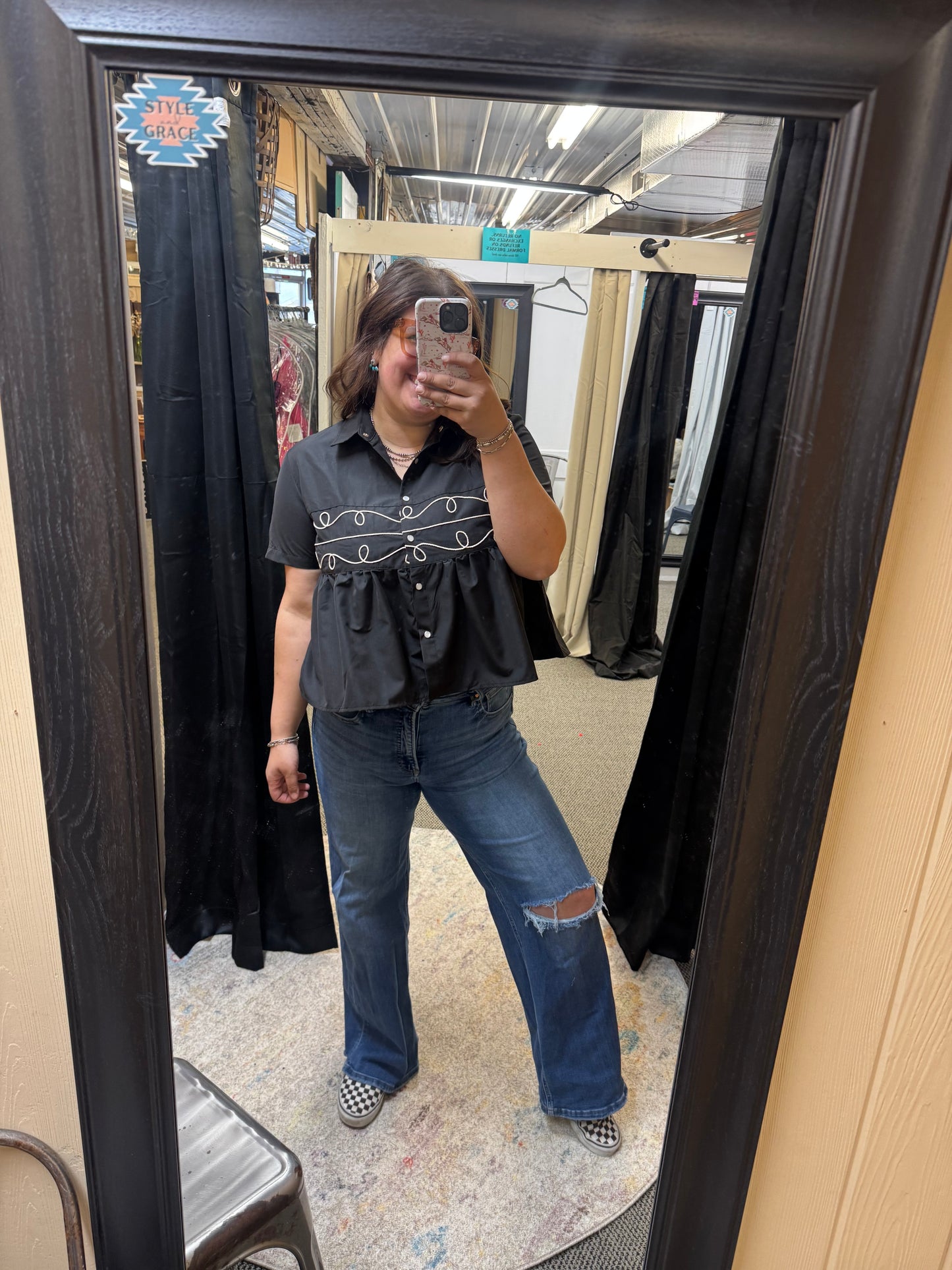 Black Loopy Top