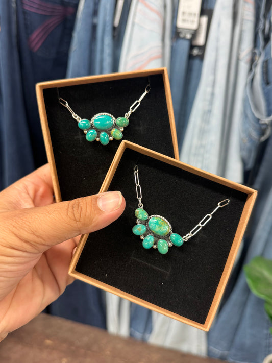 Turquoise Half Cluster Necklace