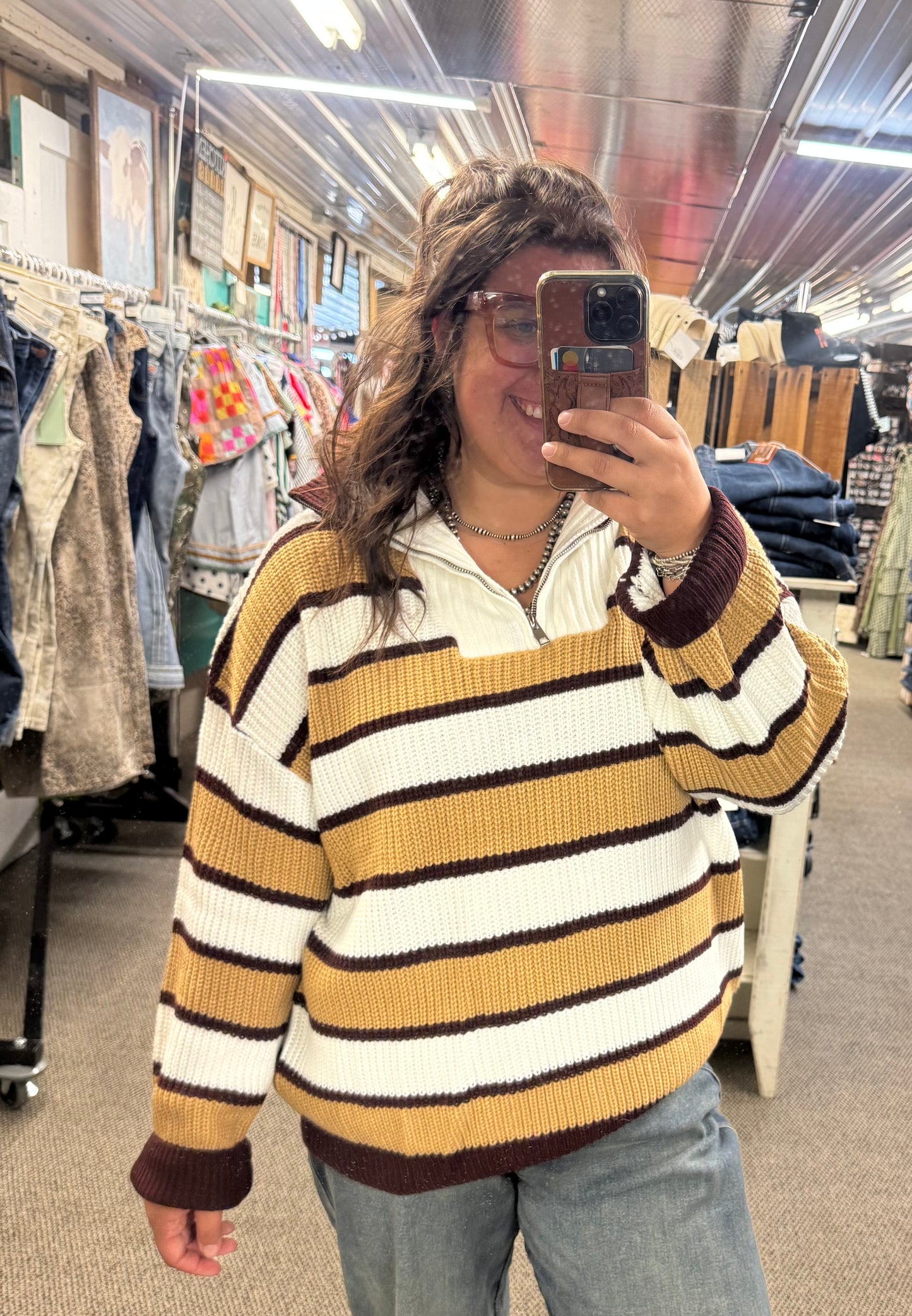 Striped Quarter Zip
