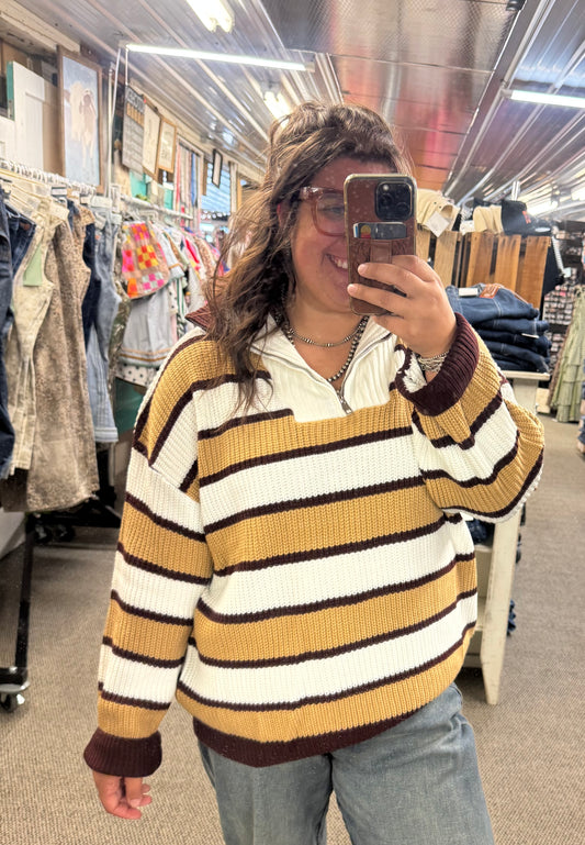 Striped Quarter Zip