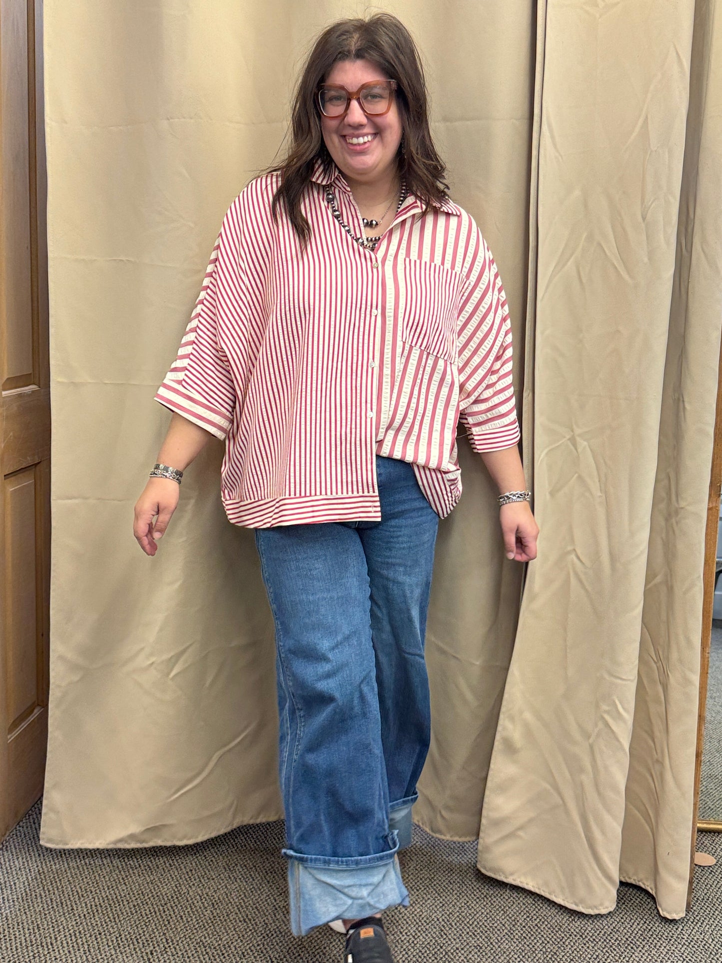 Raspberry striped top