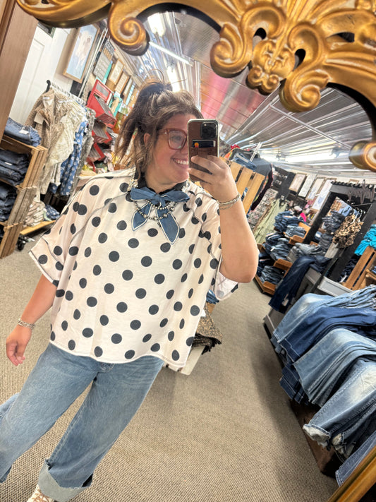 Ivory Oversized Polka Dot Top