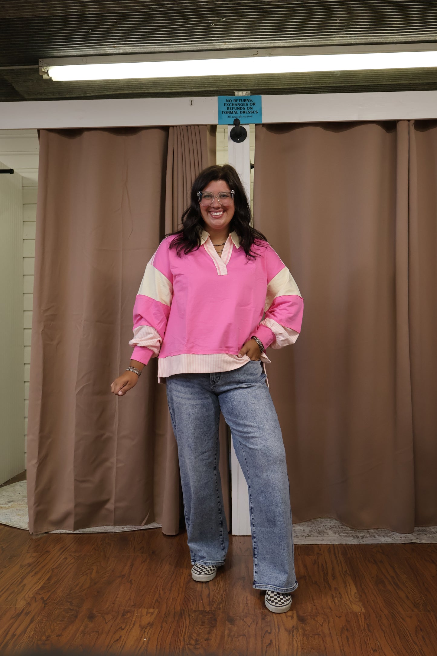 Pink Collared Pullover