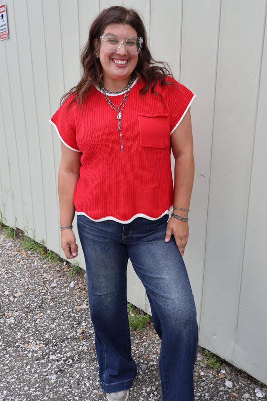 Red Sweater Top