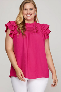 Pink Flutter Sleeve Top