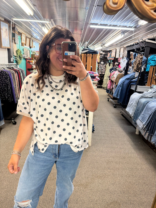 Ivory Oversized Polka Dot Top