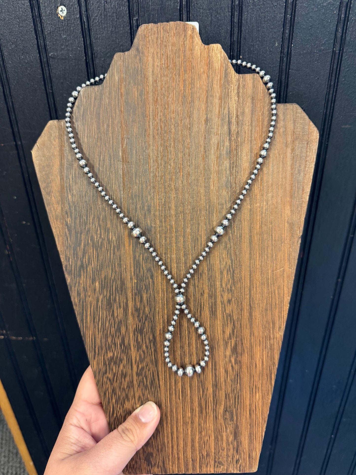 Graduated Pearl Hoop Necklace- 17 Inches