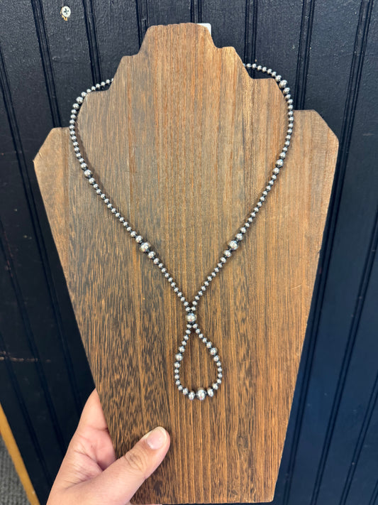 Graduated Pearl Hoop Necklace- 17 Inches