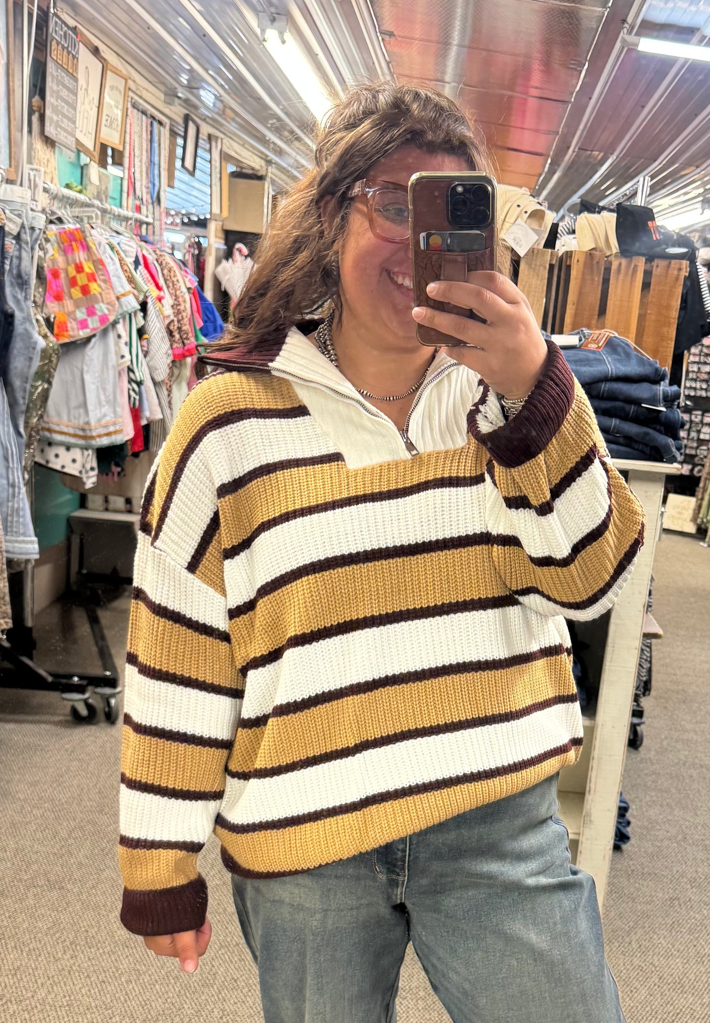Striped Quarter Zip