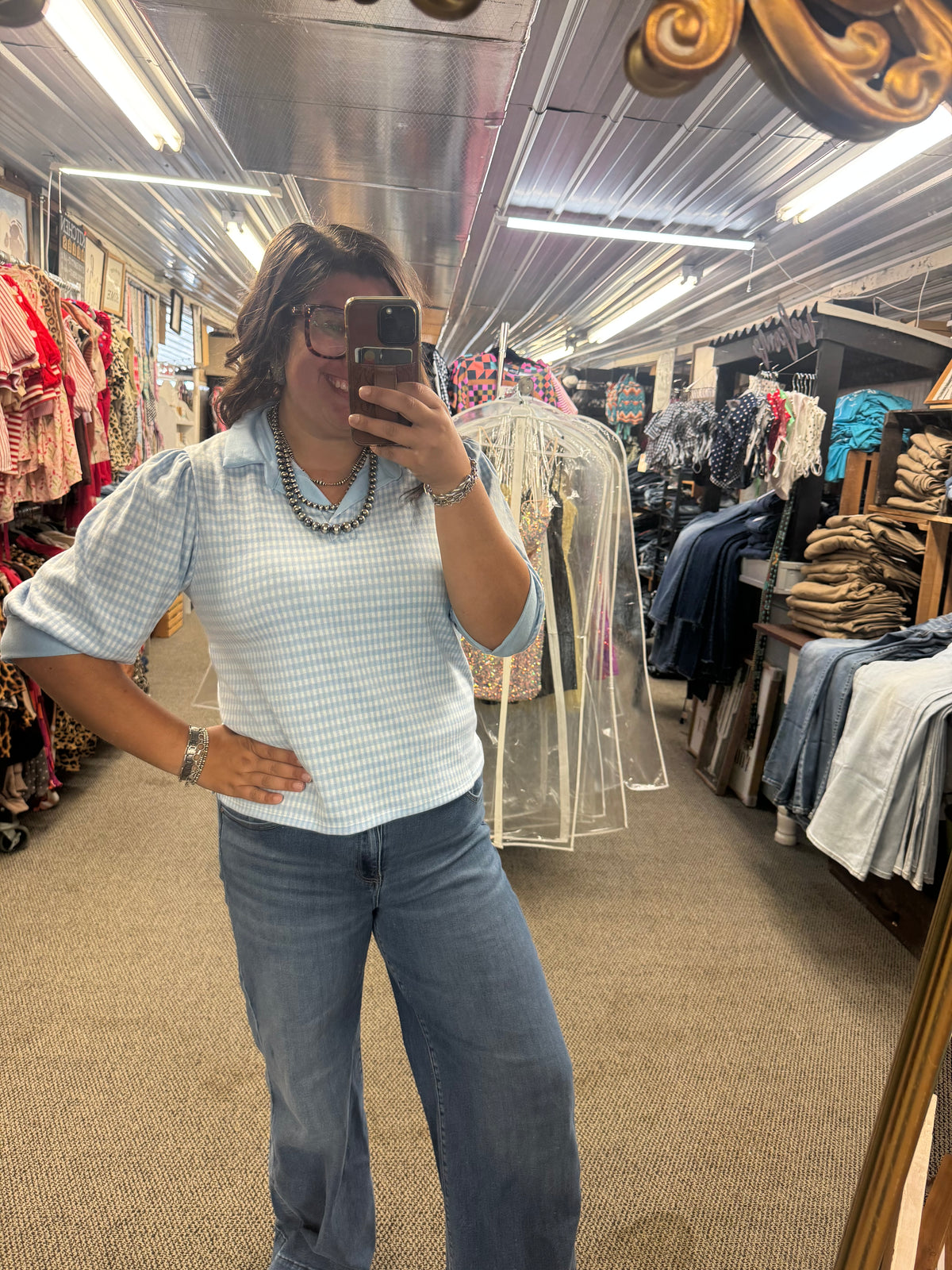 Blue Gingham Top
