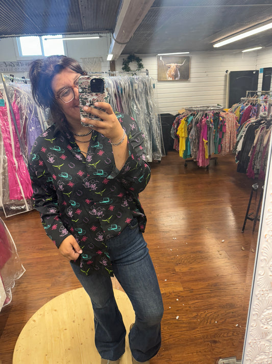 Neon Cowboy Button Up