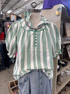 Green Striped SS Top
