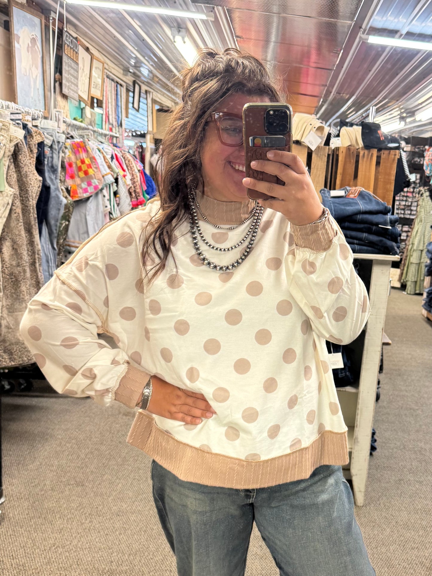 Ivory Polka Dot LS