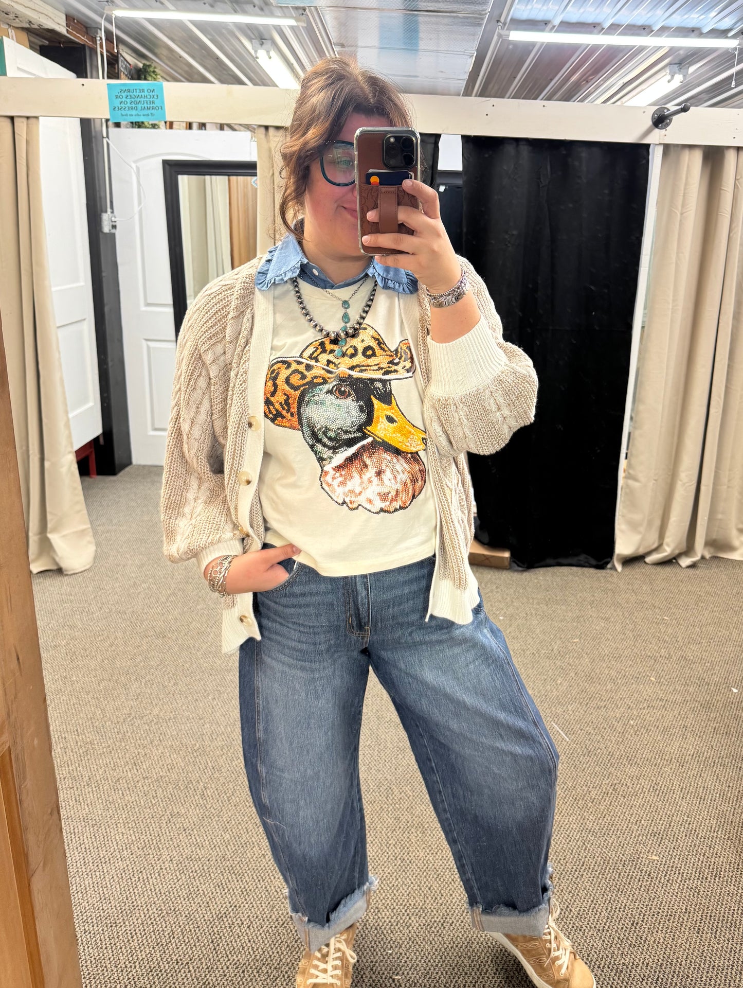 Faux Rhinestone Duck Tee