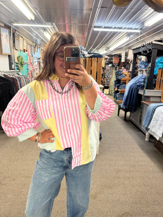 Yellow and Pink Mixed Top