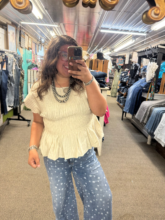 Ivory Ruched Top