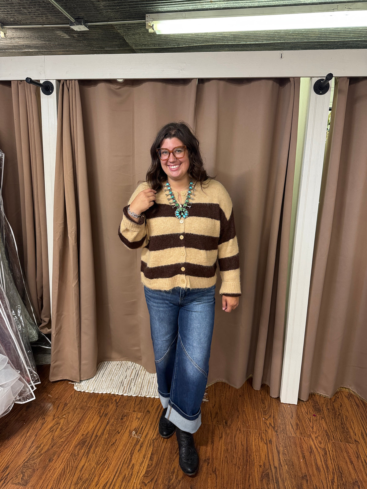 Brown Striped Cardigan