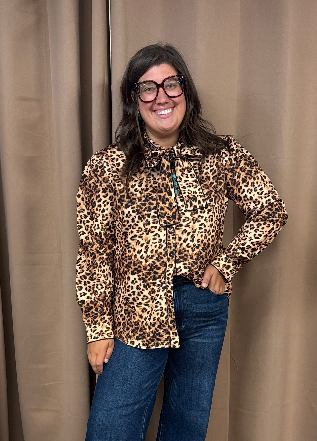 Leopard Tie Top