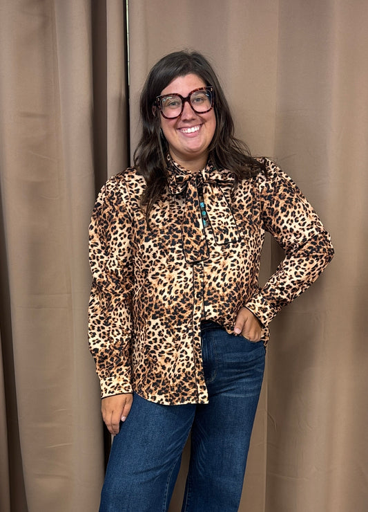 Leopard Tie Top