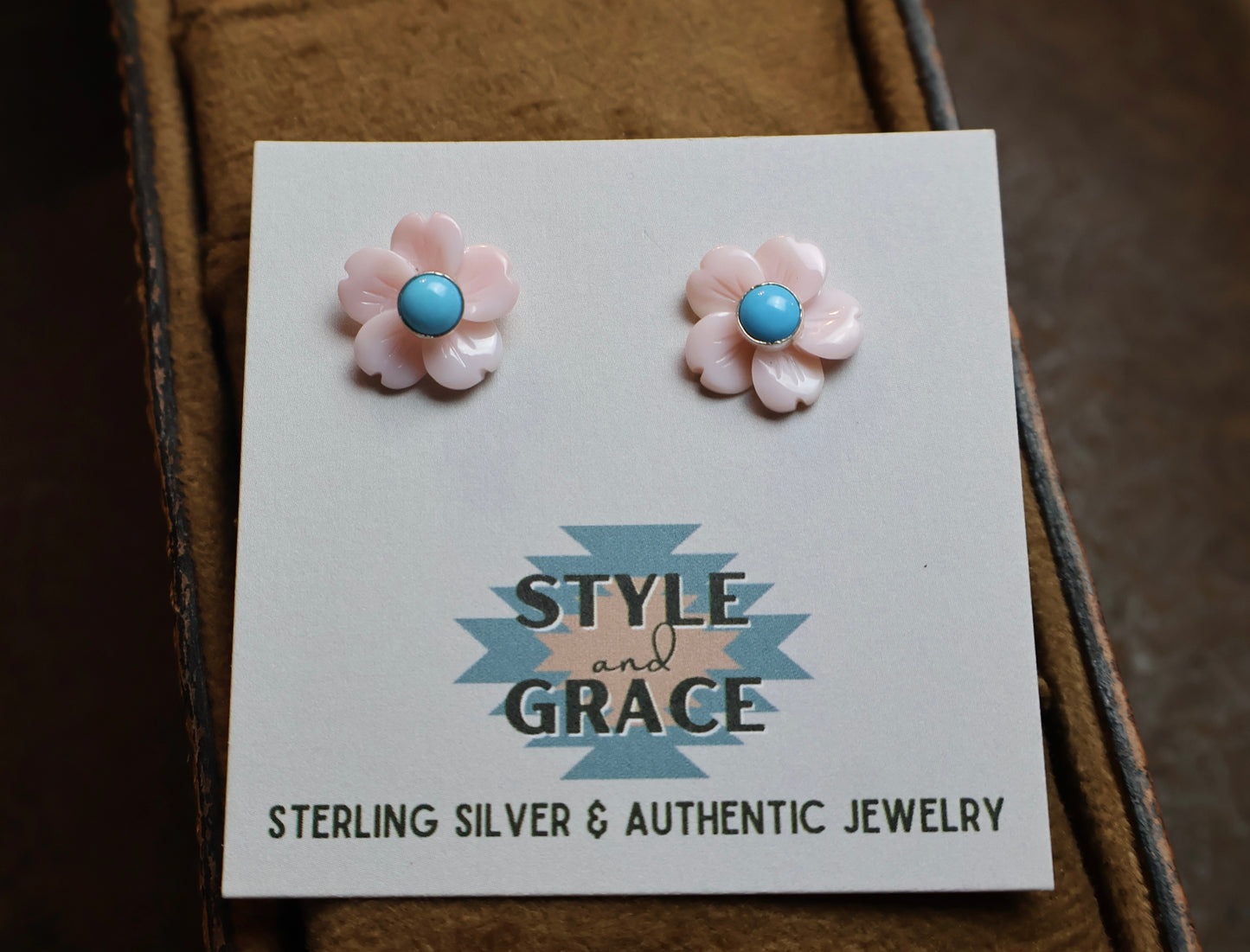 Pink Conch Flower Earrings