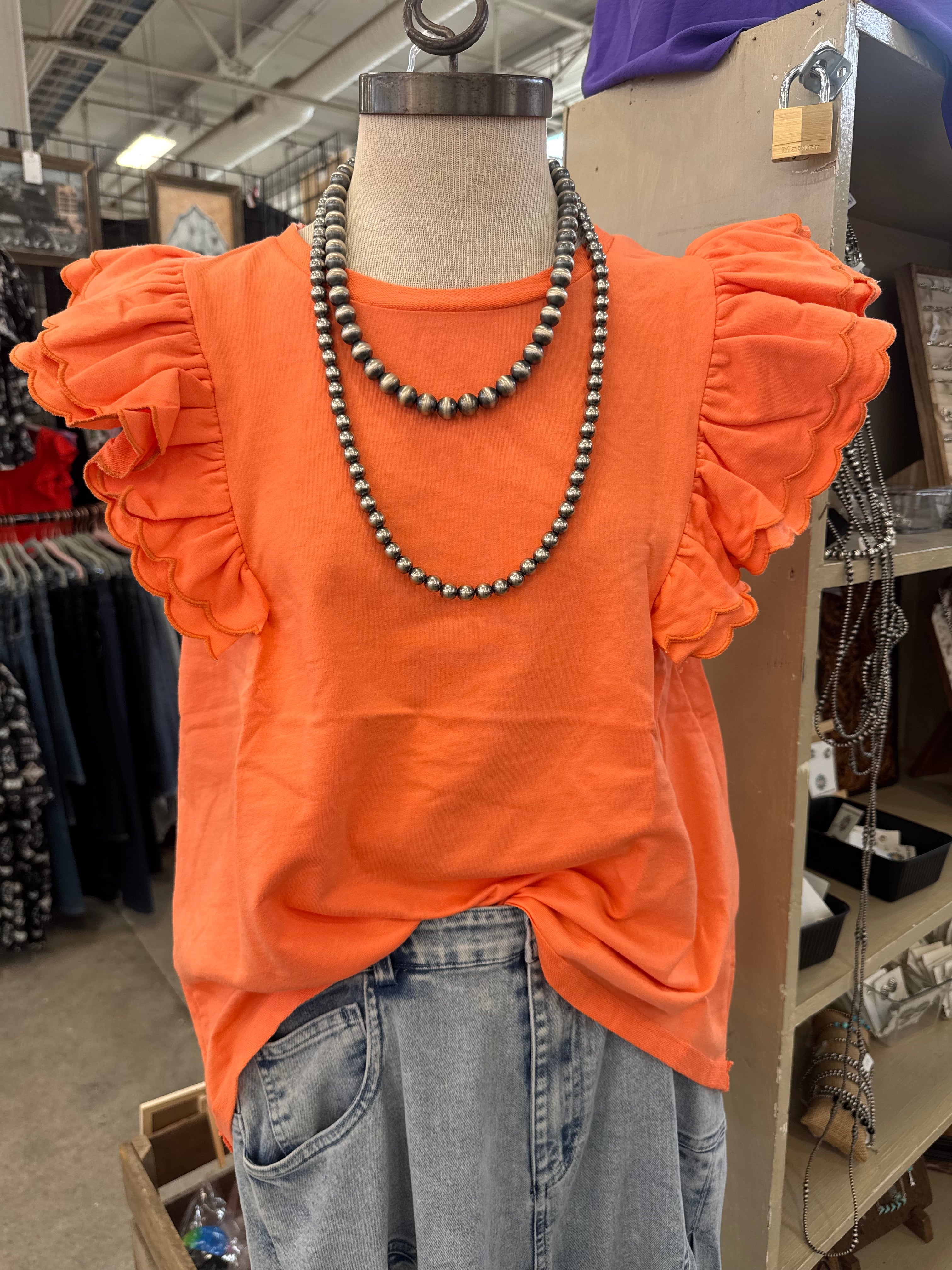 Coral Flutter Sleeve Top