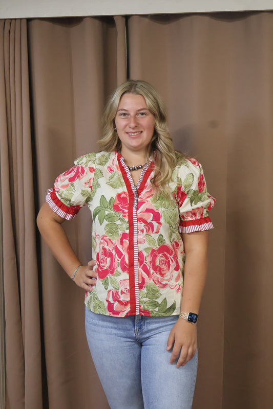 Rose Print Top