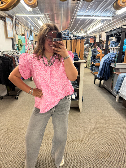 Pink Jacquard Top