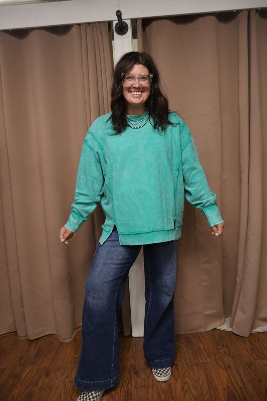 Teal Corded Top