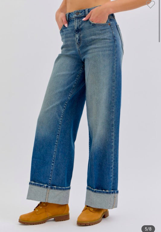 Medium Wash Cuff Jeans