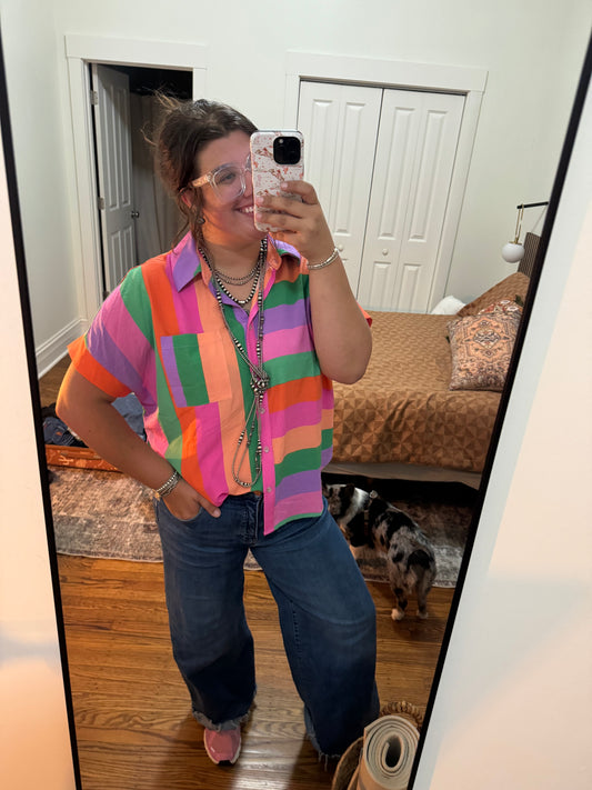 Multi Striped Button Up