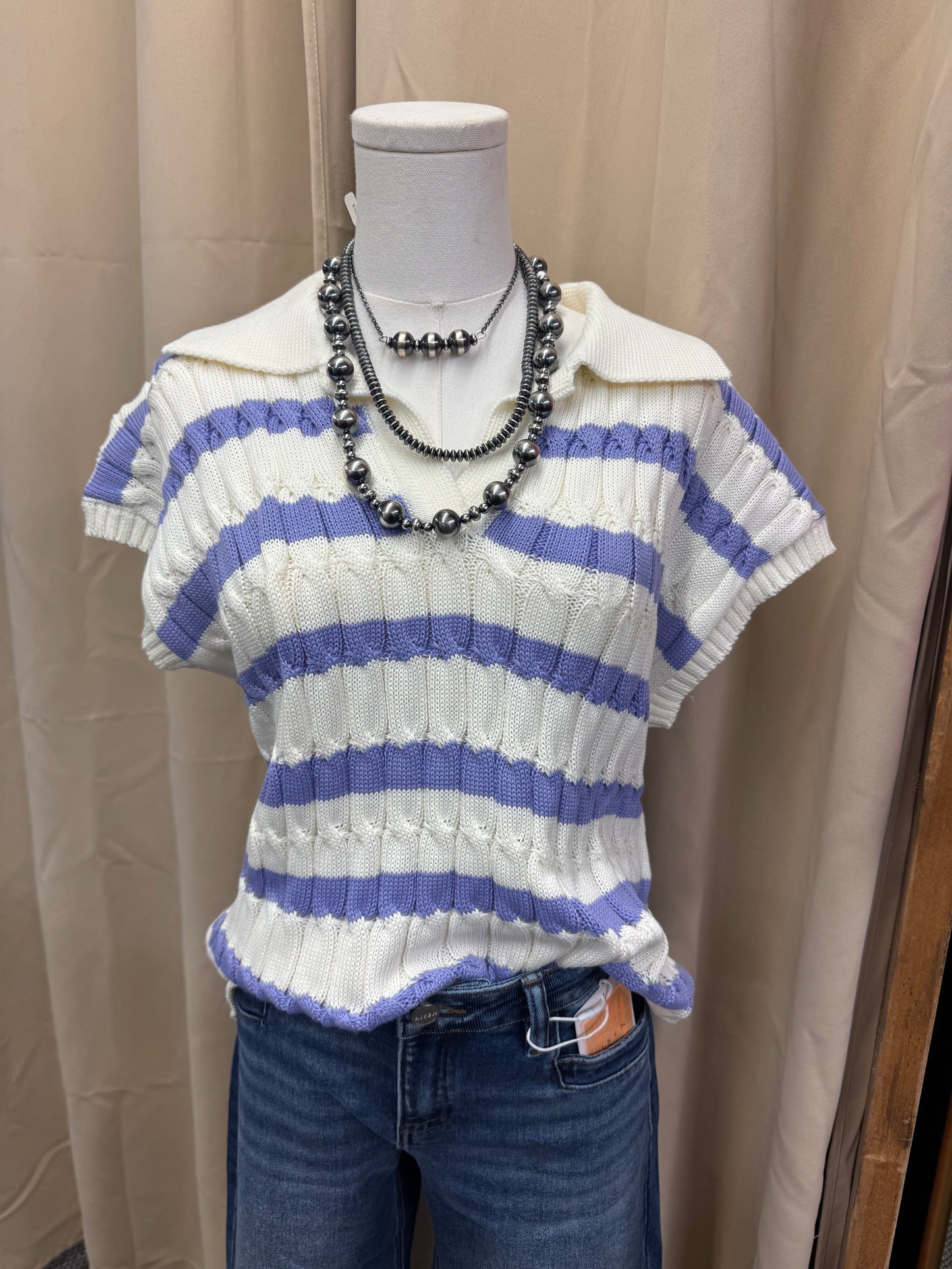 Lavender Striped Sweater Top