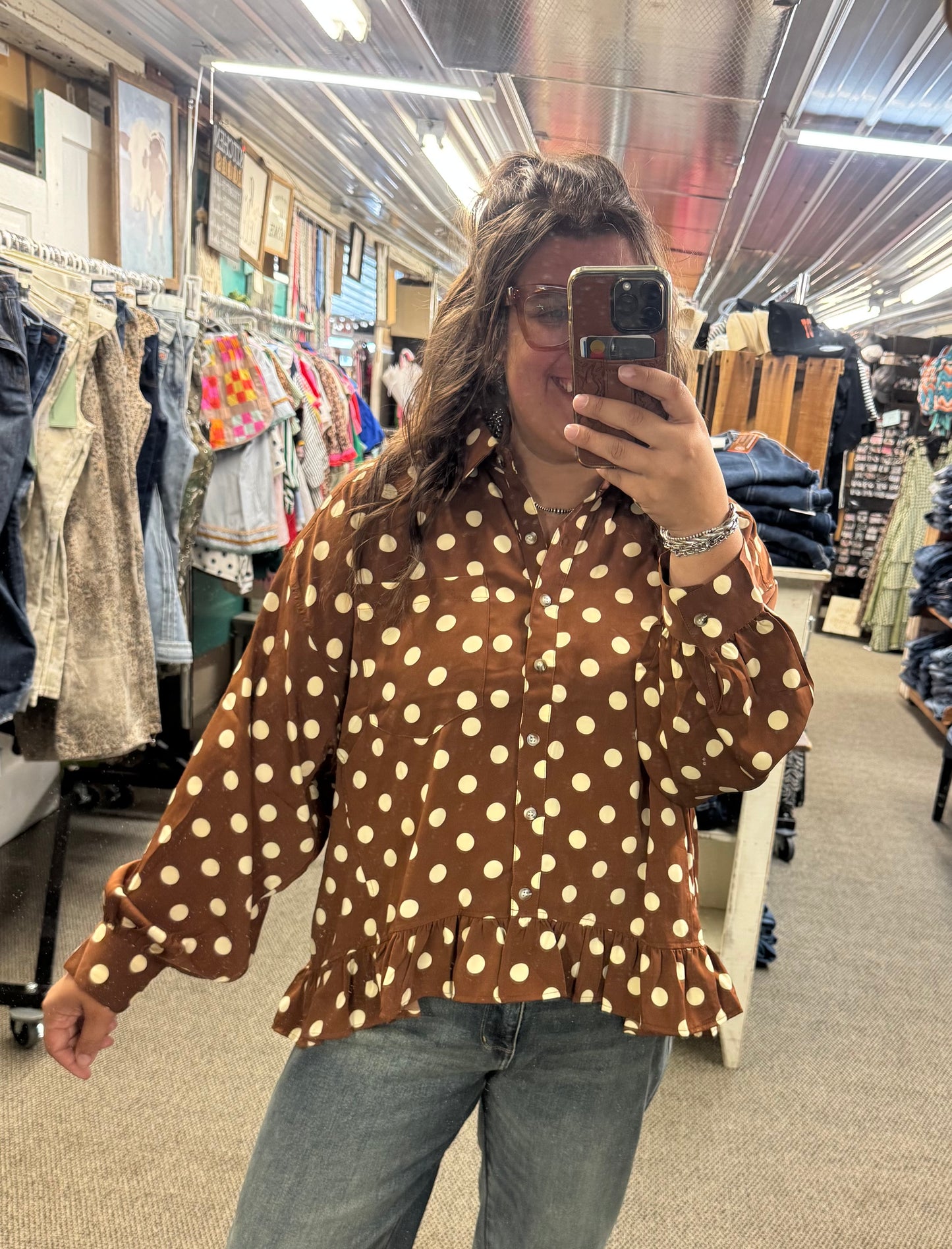Polka Dot Peplum Top