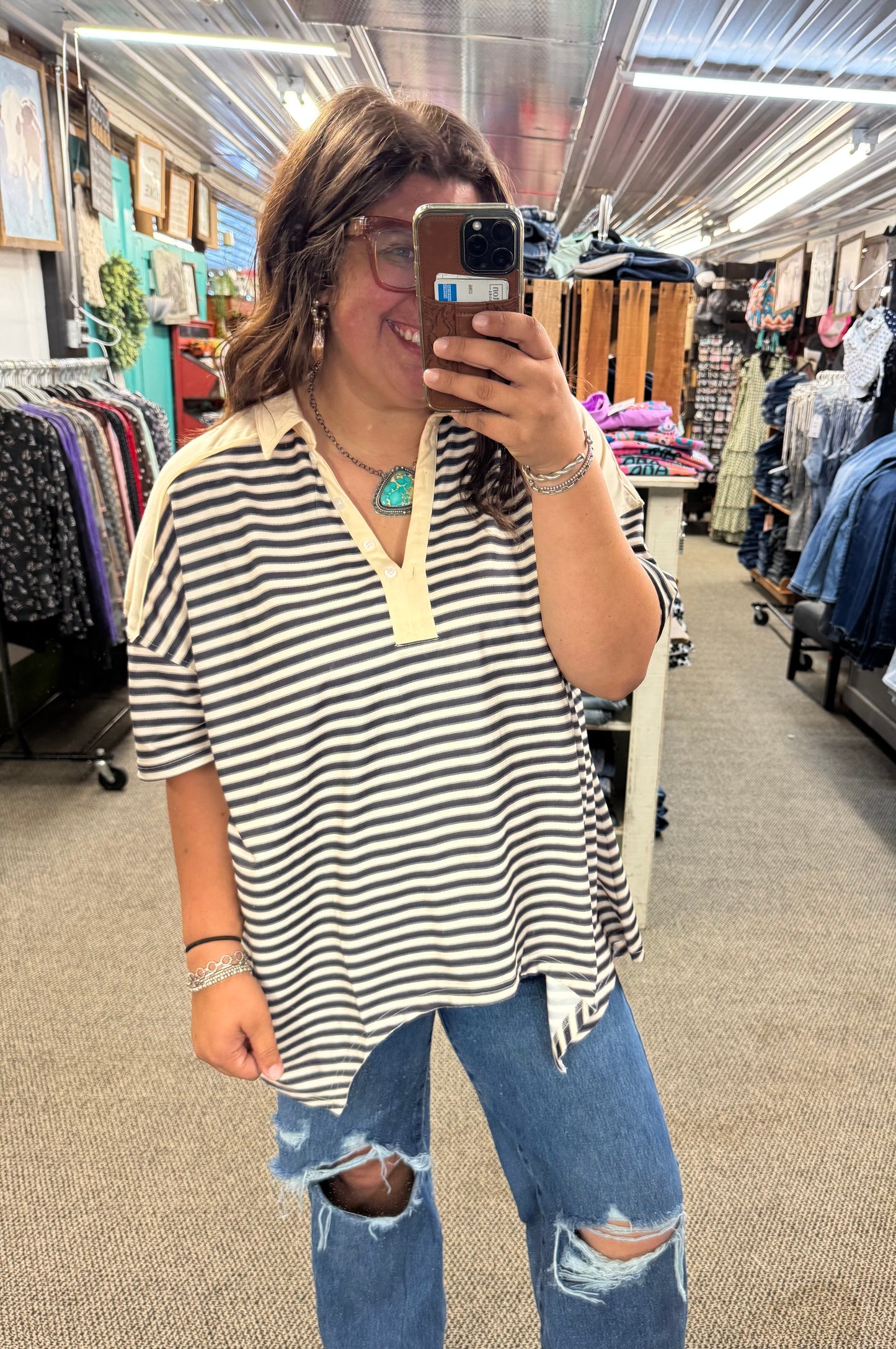 Striped Shark Hem Top