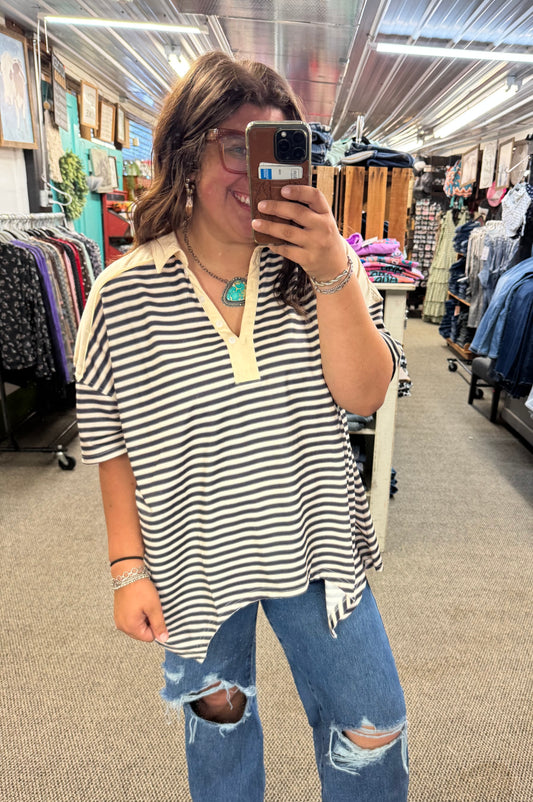 Striped Shark Hem Top