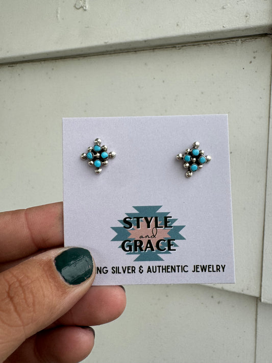 Turquoise Mini 4 Stone Stud Earrings