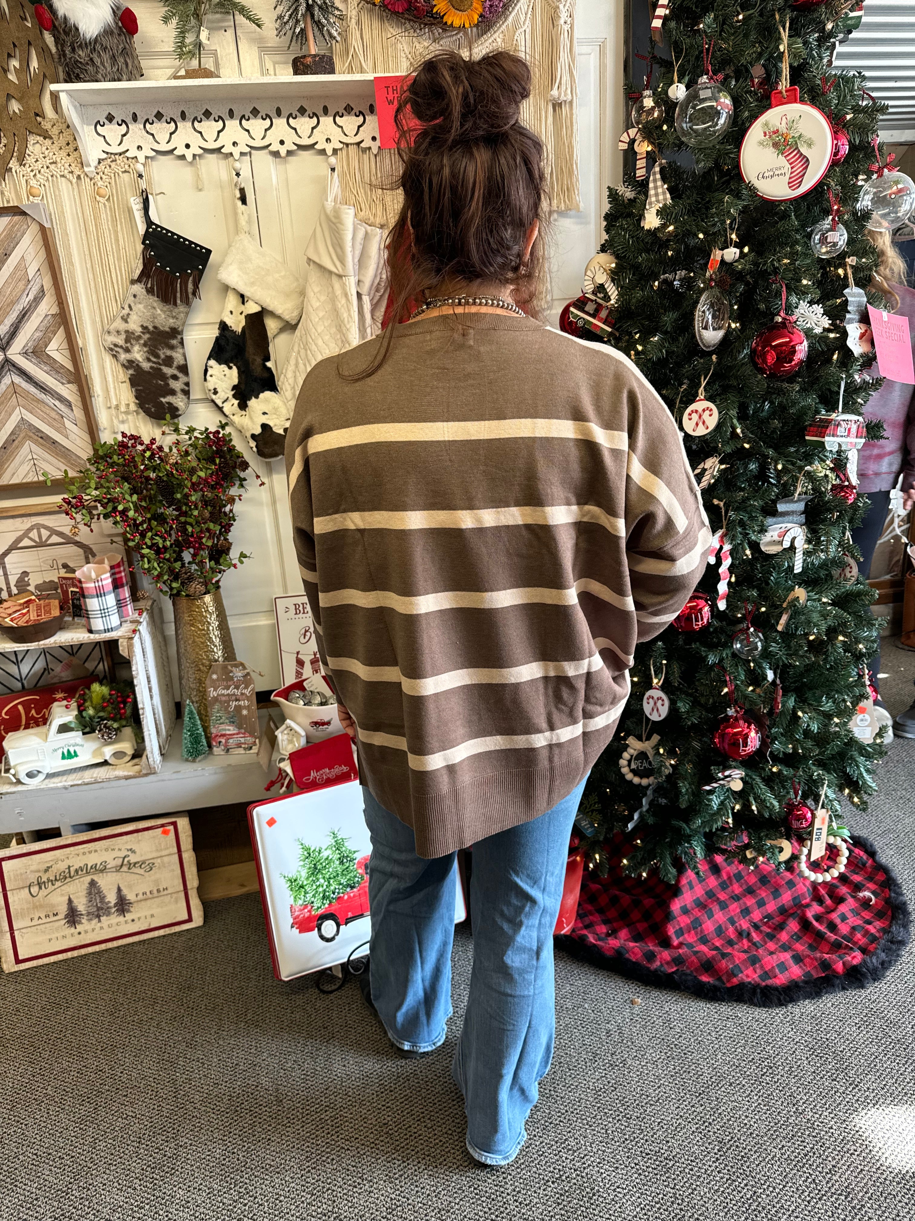 Mocha Front & Back Contrast Sweater