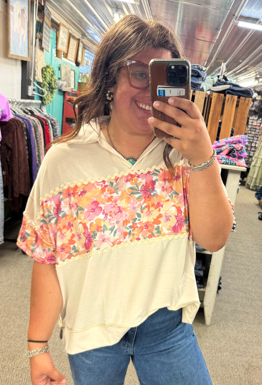 Floral Colorblock Top