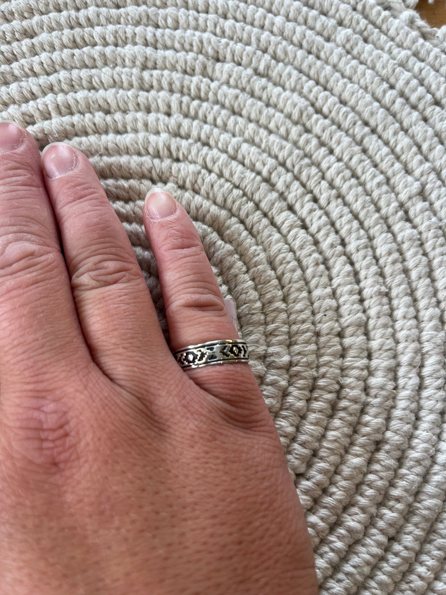Sterling Silver Aztec Pattern Stacker Ring