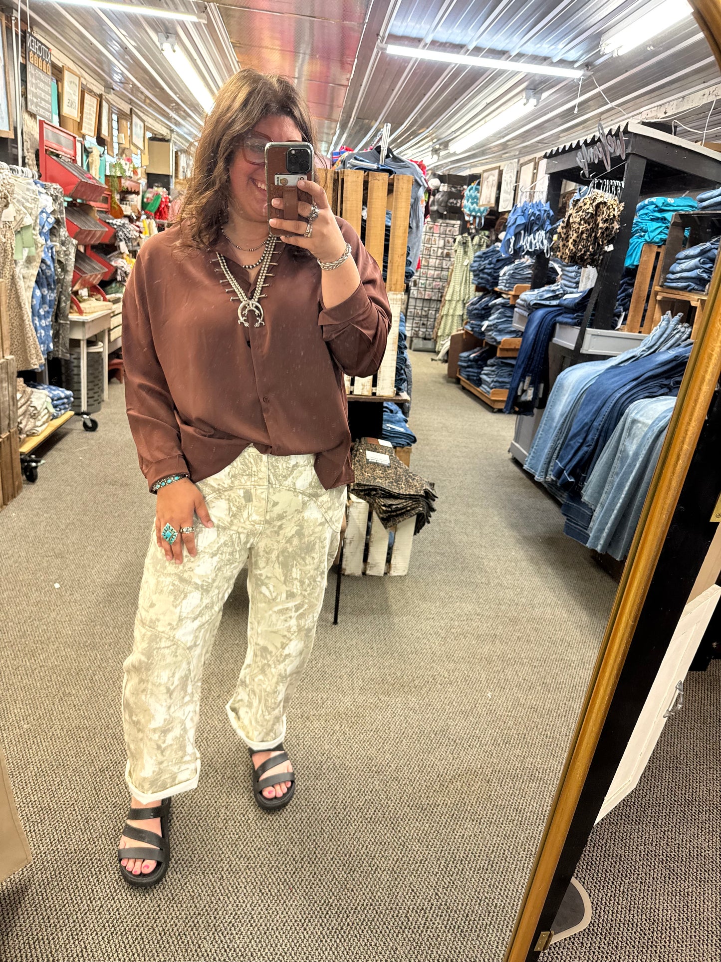Sand Camo Barrel Jeans