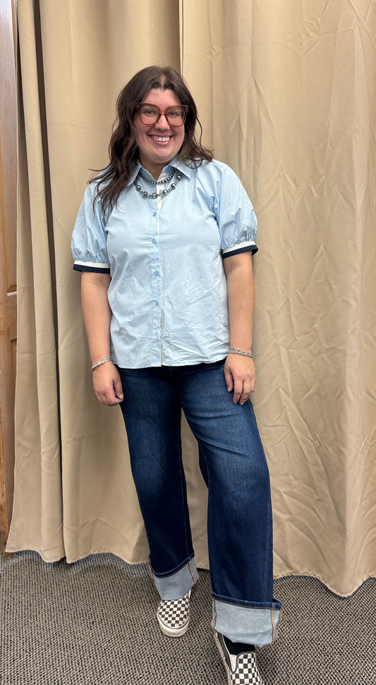 Light Blue Collared Top