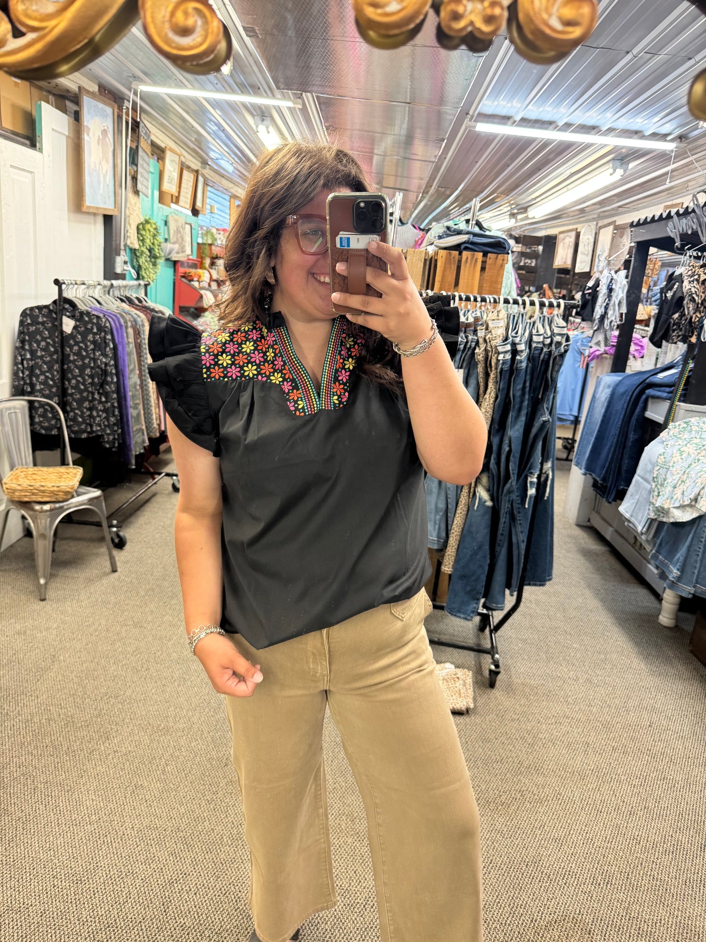 Black Embroidered Top