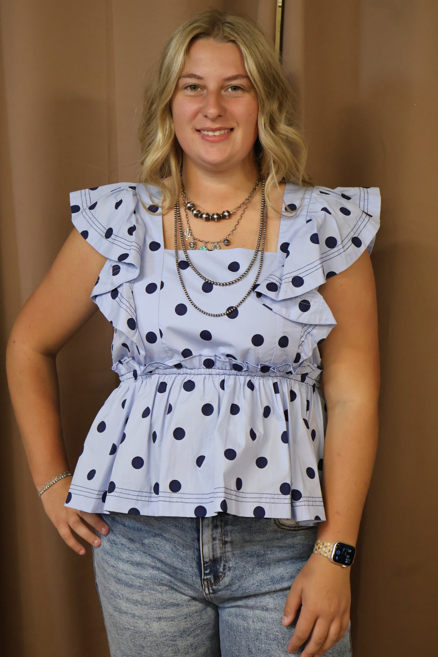 Blue Polka Top