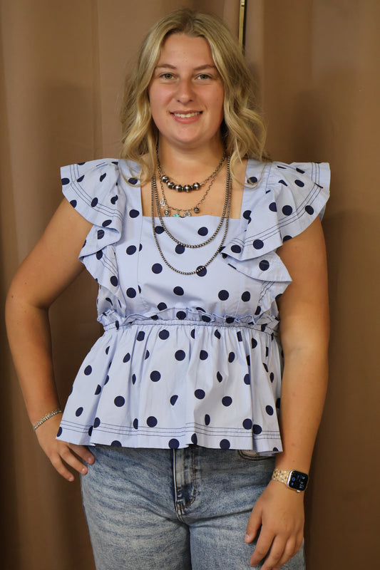 Blue Polka Top